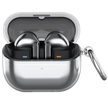 Imagem de USTIYA Capa para Samsung Galaxy Budus 3 FE/Buds 3 / Buds 3 Pro, capa transparente, chaveiro, proteção e carregamento sem fio (transparente)