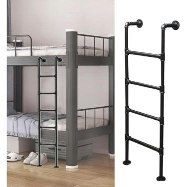 Imagem de Escada de saída de poço de janela de porão, escada de metal montada na parede para loft doméstico, escada de saída de entrada, para sótão, dormitório, biblioteca, beliche, deck, trailer, cargas 150 kg