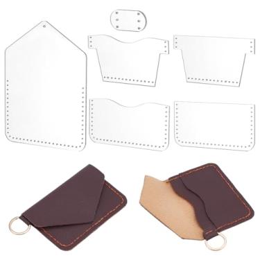 Imagem de PLIGREAT 5 peças de modelo de carteira de acrílico, estênceis de couro acrílico, modelos de desenho de couro para bolsas, bolsas, porta-cartões, mini bolsas, modelo faça você mesmo