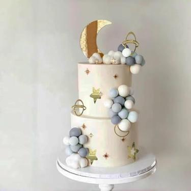 Imagem de 21 Pcs Moons Stars Toppers Set Acrylic Twinkle Twinkle Little Star Celestial cupCake/Cake Decorations for Over the Moon Baby Shower Wedding Birthday anniversaries Party for boy/girl Photo Booth Props