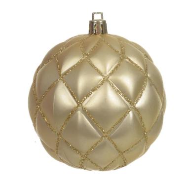 Imagem de Jg 4 bola decorada natalina no pvc dourada 8CM