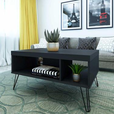 Imagem de Mesa De Centro Liberty Preto Com 2 Nichos E Pés - Artely