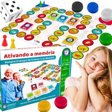 Imagem de Ativando a memória jogo tabuleiro brinquedo educativo pedagogico aprendizagem didatica ludico escolar para crianças 7 anos presente menino menina natal aniversário