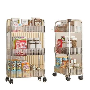 Imagem de Carrinho Estante Pequeno Acrílico Multiuso Com Rodinha 3 Prateleiras