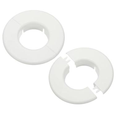 Imagem de PATIKIL Flange dividida na parede 2,3" (58 mm), 2 peças redondas destacáveis placa escudo fivelas tampa de tubo de água para cozinha banheiro ar condicionado braço tubo torneira decoração, branco