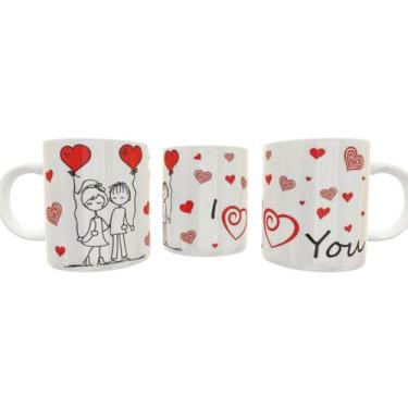 Imagem de Caneca Porcelana Dia Dos Namorados I Love You Com Coração - Villa Cane
