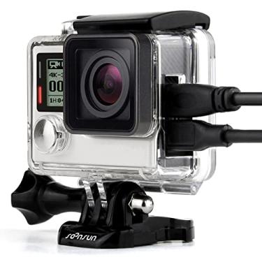Imagem de SOONSUN Capa de invólucro de esqueleto aberto lateral para câmeras GoPro Hero 4 3+ 3 pretas prata, Skeleton Housing Case with Hollow Backdoor for Hero 4/3+/3 (Transparent)