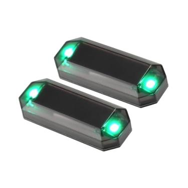 Imagem de REPAIROCK Alarme simulado de energia solar universal para carro, segurança automática, antirroubo, luz de advertência, luz de advertência, lâmpada falsa preta, concha verde (conjunto de 2) peças de