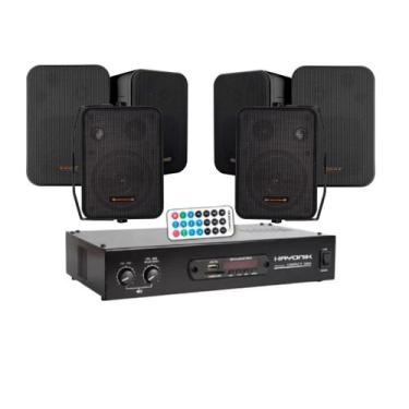 Imagem de Kit Som Ambiente Amplificador 1000 80w Rms + 6 Caixas Acústica Hayonik