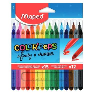 Imagem de Lápis De Cor Infinity Colorpeps 15 Cores + 12 Hidrocor Maped