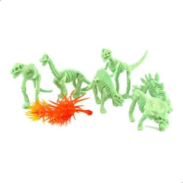 Imagem de Brinquedo Kit 7 Peças Miniatura Fossil De Dinossauro Arqueologia Fluor