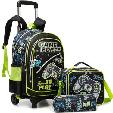 Imagem de Meetbelify Mochila com rodas para meninos, mochila com rodinhas para estudantes do ensino fundamental, 01 jogo verde, 1 x 11.8 x 16.5 inches
