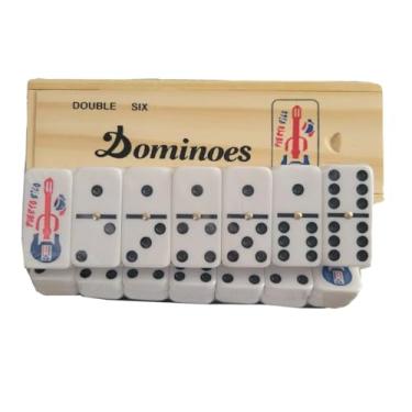 Imagem de Double SIX Dominoes Puerto RICO with Wooden CASE JUEGO DE Dominos Doble 6