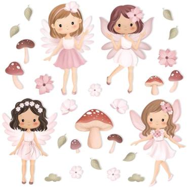 Imagem de Adesivo de Parede Quarto Menina Jardim Infantil Fadas
