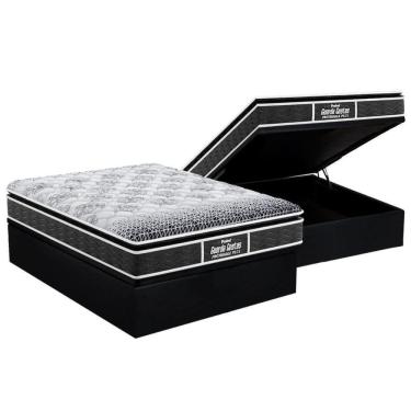 Imagem de Cama Box Baú Casal: Colchão Probel D28 / Ep Guarda Costas Plus Pillow Top + Base Black(138X188)