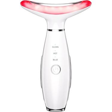 Imagem de Massageador Facial LED 3 Modos, Aparelho Anti-Rugas para Rosto e Pescoço, Tratamento Estético Vibratório com Luz LED Para Elevação da Pele Lifting Bivolt Recarregável (Preto)