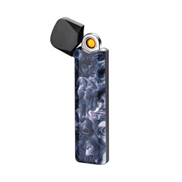 Imagem de YOZWOO Mini Isqueiro Elétrico Recarregável Usb De Plasma Tungstênio, À Prova Vento, Sem Chamas, Portátil, Bolso, Design Personalizado Com Display Carregamento (Smog)
