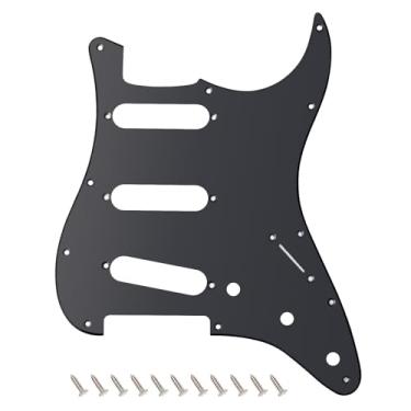 Imagem de Banworks Pickguard Strat Sss De 1 Camada Com 11 Furos Para Guitarra Elétrica, Placa Antirrisco Fender Eua/México, Estilo Moderno Standard Stratocaster St Jt/Hb-01, Preto Fosco