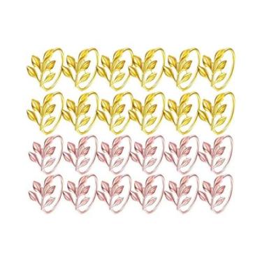 Imagem de Argolas De Guardanapo Vintage Com Folhas Douradas E Prateadas, Elegant