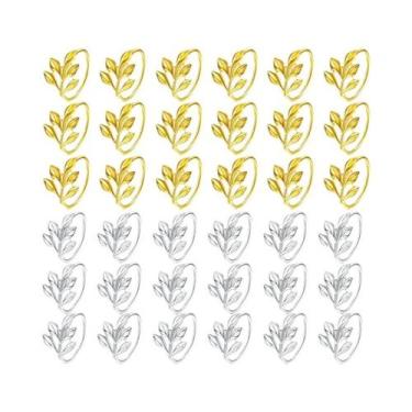 Imagem de Argolas De Guardanapo Vintage Com Folhas Douradas E Prateadas, Elegant