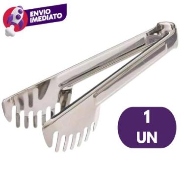 Imagem de Kit Pegador Serrilhado Em Inox Para Massa Salada Petiscos Carne Bar Re