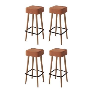 Imagem de Kit 4 Banquetas Dubai 70cm Couríssimo Amarula - Salaone Amarula