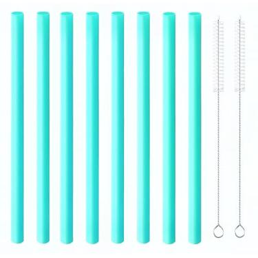 Imagem de Vexilsy Pacote com 8 canudos de substituição para garrafas de água Owala FreeSip Flip 680 g 947 ml, acessórios de canudo à prova de vazamento com 2 escovas de limpeza, livre de BPA (verde)