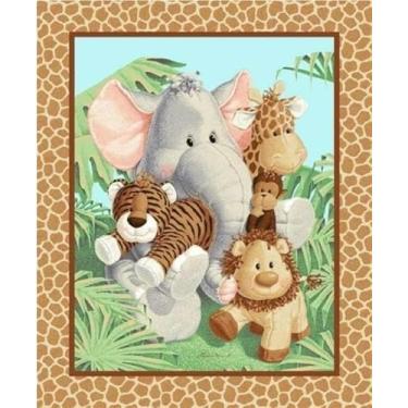 Imagem de Tecido de algodão Jungle Babies - Tecido de algodão por jarda, Fat Quarter, Half Yard, 1 jarda, 2 jardas, cortes de 2 jardas