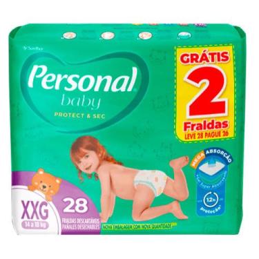Imagem de Fralda Personal Soft e Protect Mega XXG 28 Unidades Grátis 2 Tiras