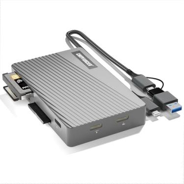 Imagem de CHIPFANCIER Leitor de cartão de memória USB 3.2 10Gbps Multi Memory Card Reader All-in-1 Leitura simultânea SD Micro SD TF MS CF Compact Flash Card Readers para computador, PC, câmera, laptop, carvão