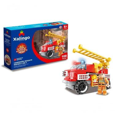 Imagem de Blocos De Montar Bombeiros Caminhão Resgate Rápido 2 Em 1 - 108 Peças