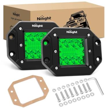 Imagem de Nilight Kit de luz LED de montagem embutida, 2 peças, 42 W, verde atualizado, holofotes de neblina, pesca, caça, emergência, segurança, trator para caminhonete UTV, caminhonete, barco, trator