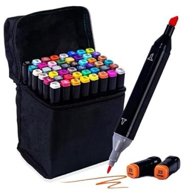 Imagem de Canetinha Coloridas Kit Com/24/36/48/60/80/120 Cores Marcadora Com Ponta Dupla Preto Pintura De Artistas (24)