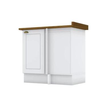 Imagem de Balcão Modulado Canto Reto 1 Porta com Tampo Emily Henn, Branco Fosco