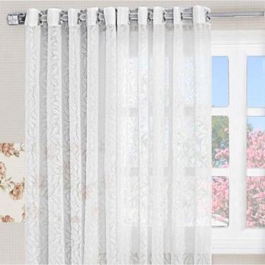 Imagem de Cortina Para Cozinha 2,00M X 1,70M Charme Tecido Renda Floral Para Var