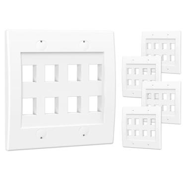 Imagem de Placa de parede Cable Matters listada pela UL, pacote com 10, com conector de pedra em branco, 8 portas, Branco, 8-Port