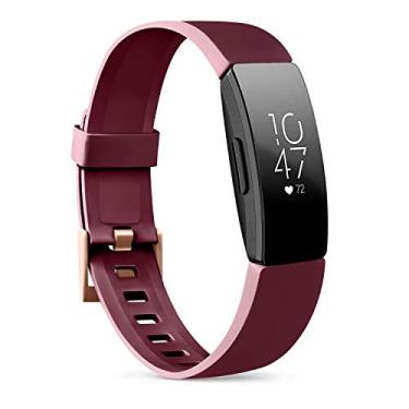 Imagem de Pulseiras de TPU macias AK compatíveis com Fitbit Inspire HR/Fitbit Inspire/Fitbit Ace 2 bandas, pulseiras esportivas à prova d'água para Fitbit Inspire HR Fitness Tracker, Wine Red, Small