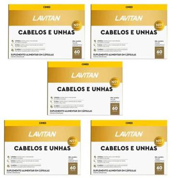 Imagem de Kit com 5 Lavitan Cabelos e Unhas  Multivitamínico com 60 Cápsulas - C