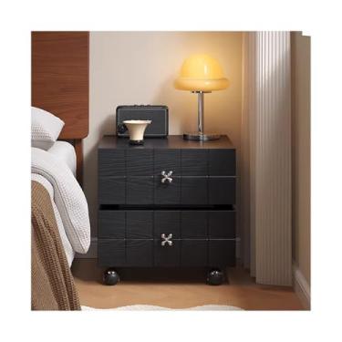 Imagem de Mesa De Cabeceira Estreita De Madeira Maciça Com Rodas Universais, Moderna E Fina Para Sofá, Dormitório E Espaços Pequenos(Black)