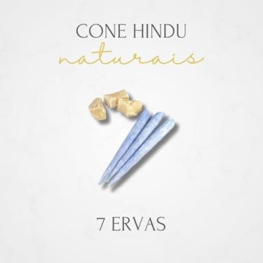 Imagem de Kit 5 Cone Hindu Alquimia Azul Sete Ervas Proteção Purificação Leveza Equilibrio Aromaterapia Bem-Estar Cone Natural