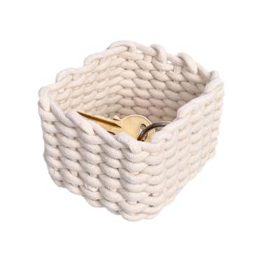 Imagem de Cestas de corda de algodão, cesta de tecido para organização, organizador de brinquedos para crianças de mesa para controles remotos e revistas de lanches