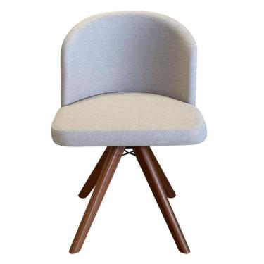 Imagem de Cadeira Giratória Madeira Maciça Cor Castanho com Assento Estofado Joana – Exclusiva