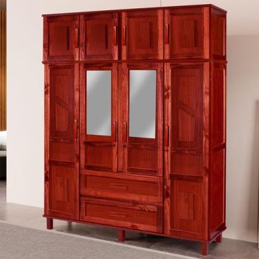 Imagem de Guarda-Roupa Casal Suécia Madeira Maciça 8 Portas 2 Gavetas com Espelh