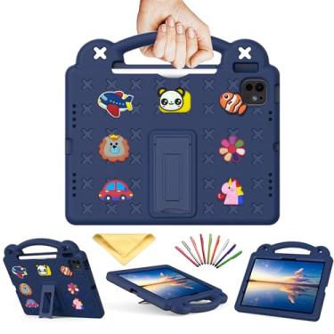 Imagem de UUcovers Capa infantil para iPad Air de 11 polegadas M2 (2024) e iPad Pro 11 M4 (2024) com suporte para lápis/alça/suporte/leve, fofa, macia, EVA à prova de choque, suporte de silicone para meninas,