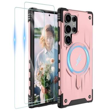 Imagem de Gritup Capa para Samsung Galaxy-S24-Ultra-Case com Magsafe, 2 × protetor de tela, S24 Ultra Magnetic Capa protetora anti-impressão digital de grau militar à prova de choque para Galaxy S24 Ultra, ouro