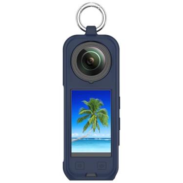 Imagem de Capa protetora para Insta360 X5 para mulheres e homens, capa protetora de silicone macio para câmera de ação Insta360 X4 X3 (azul, Insta360 X5)
