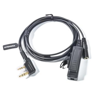 Imagem de Cabo adaptador universal para fone de ouvido de rádio amador, tipo K-1 de 2 pinos para fone de ouvido fêmea de 3,5 mm com microfone integrado e PTT compatível com BaoFeng Retevis Kenwood Retevis