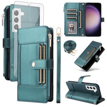 Imagem de Asuwish Capa de celular para Samsung Galaxy S23 5G carteira com protetor de tela de vidro temperado com bloqueio de RFID, alça transversal flip porta-cartões S 23 23S GS23 G5 SM-S911U 6,1 polegadas