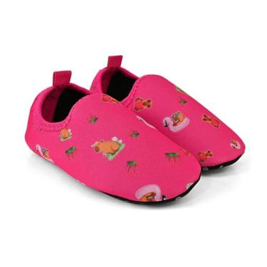 Imagem de Sapatilha Bebê Infantil Menino Menina Estampado Antiderrapante Calce Fácil Meia Capivarinha Borboleta Nave Espacial Tigrinho (pink, BR, Bebê, Faixa Numérico, 18, 19)