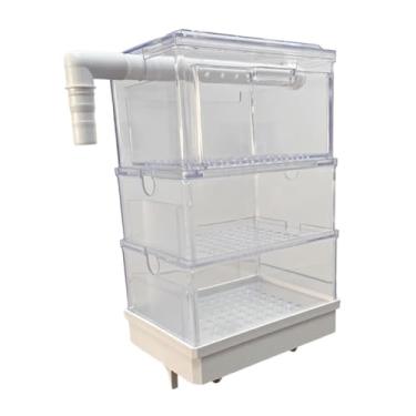 Imagem de Gralara Caixa de Filtro de Aquário Suspensa, Tubo de Transbordamento, Acessório Externo, Caixa de Gotejamento Transparente Multicamadas para Aquário Pequeno, Três camadas